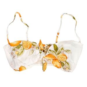 🌷NWT!🌷For Love & Lemons White and Yellow Floral Print Crop Top Size Small